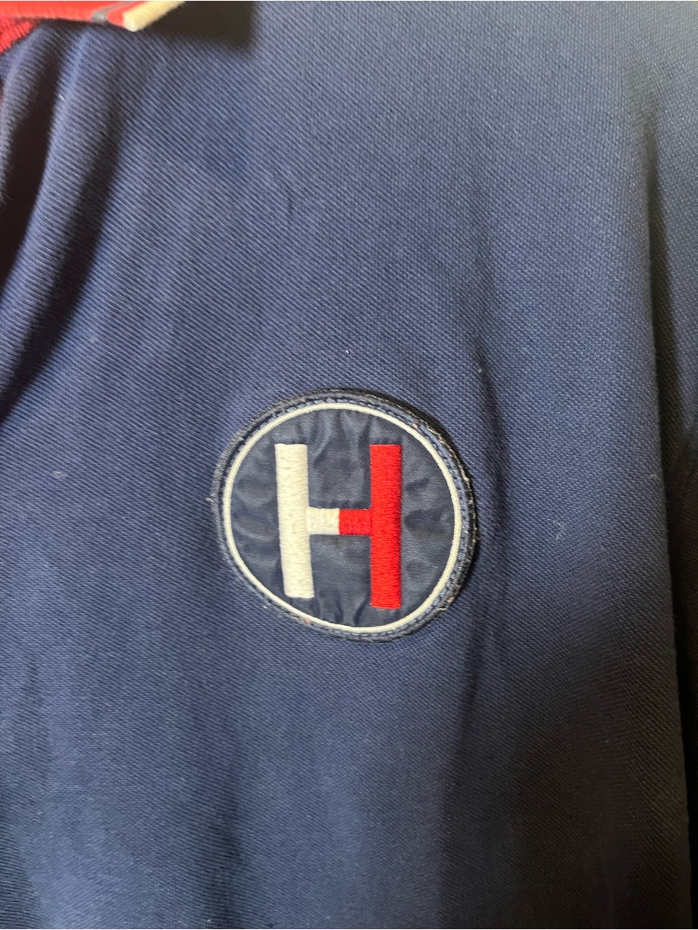 Tommy Hilfiger Navy Polo with Red Contrast Collar - Picture 6 of 6